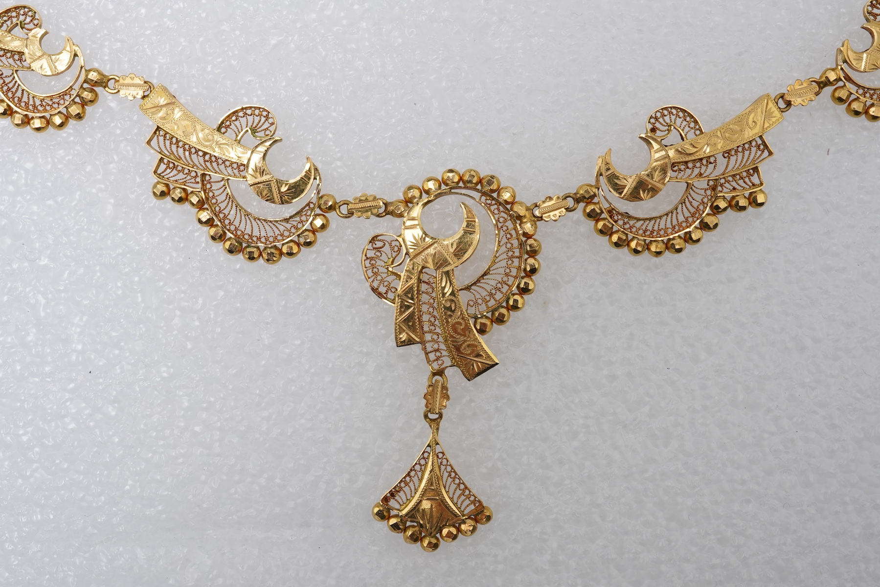 A gold necklace